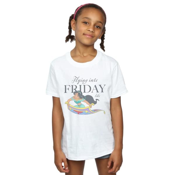 Disney Girls Princess Jasmine Flying Into Friday Like Cotton T-Shirt