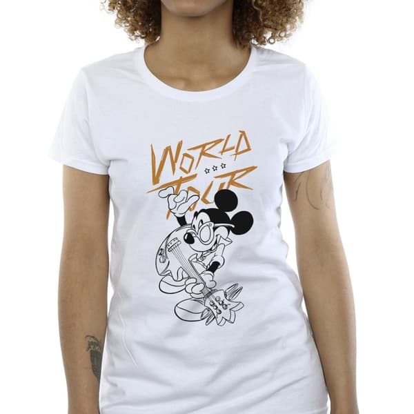 Disney Dam/Tjej Musse Pigg World Tour Line T-shirt i bomull