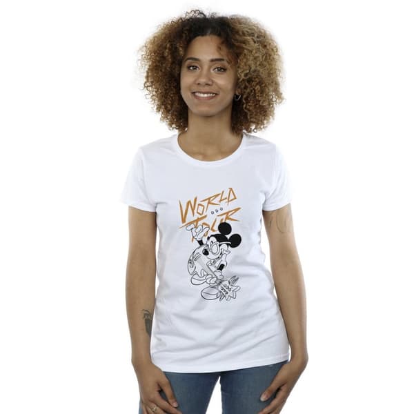 Disney Dam/Tjej Musse Pigg World Tour Line T-shirt i bomull
