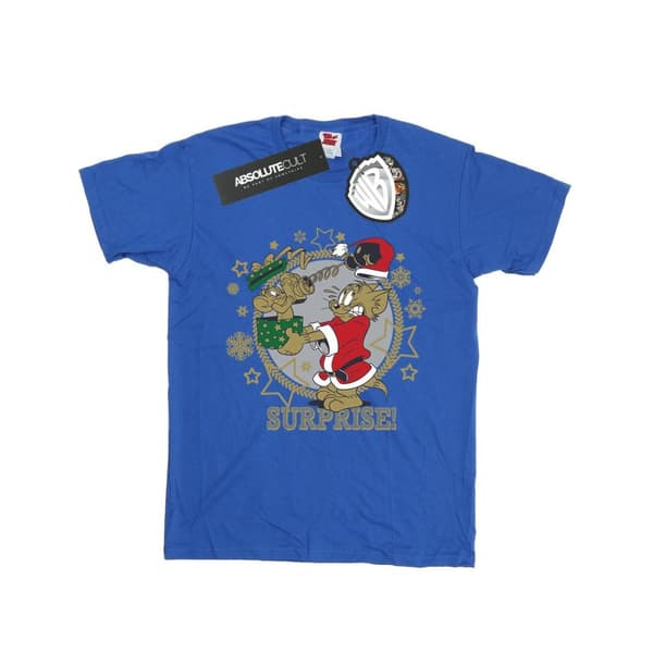 Tom And Jerry Womens/Ladies Christmas Surprise Cotton Boyfriend T-Shirt