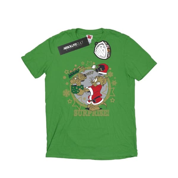 Tom And Jerry Womens/Ladies Christmas Surprise Cotton Boyfriend T-Shirt