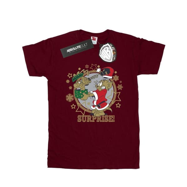 Tom And Jerry Womens/Ladies Christmas Surprise Cotton Boyfriend T-Shirt