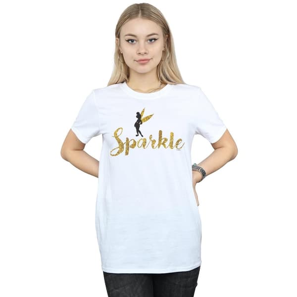 Disney Womens/Ladies Princess Tinker Bell Sparkle Time Cotton Boyfriend T-Shirt