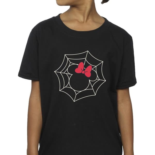 Disney Girls Minnie Mouse Spider Web Cotton T-Shirt