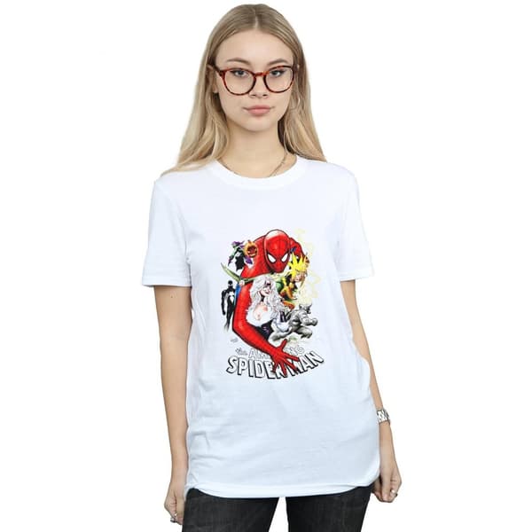 Marvel Womens/Ladies Spider-Man Villains Cover Cotton Boyfriend T-Shirt
