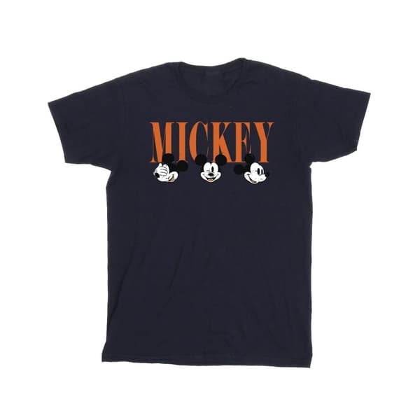 Disney Mens Mickey Mouse Faces T-shirt Navy Blue 3XL