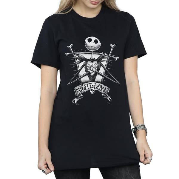 Disney Dam/Lady Nightmare Before Christmas Misfit Love Boyfriend T-shirt i bomull
