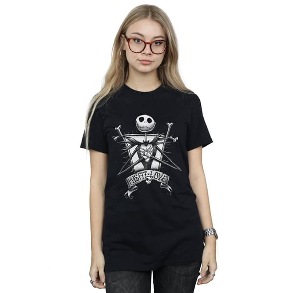 Disney Dam/Lady Nightmare Before Christmas Misfit Love Boyfriend T-shirt i bomull