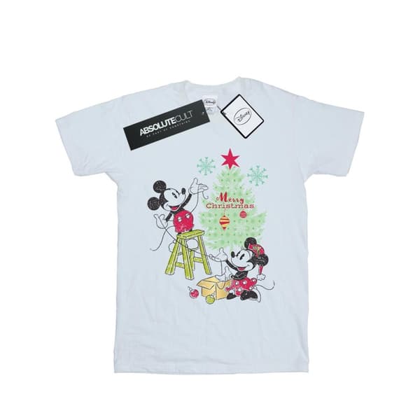 Disney Dam/Tjej Mickey And Minnie Christmas Tree Boyfriend T-shirt i bomull