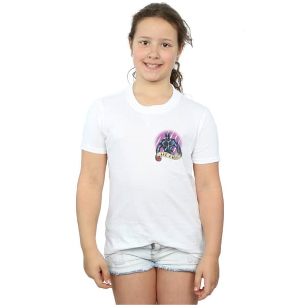 Marvel T-shirt i bomull med Black Panther-tatuering och brösttryck för flickor