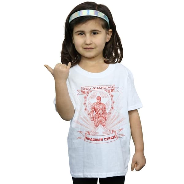 Marvel Girls Black Widow Movie Red Guardian Propaganda Cotton T-Shirt