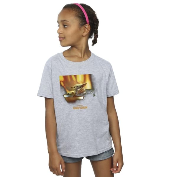 Star Wars Girls The Mandalorian Grogu Painted Cotton T-Shirt