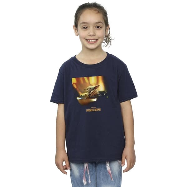 Star Wars Girls The Mandalorian Grogu Painted Cotton T-Shirt