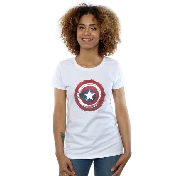 Marvel Womens/Ladies Captain America Splatter Shield Cotton T-Shirt