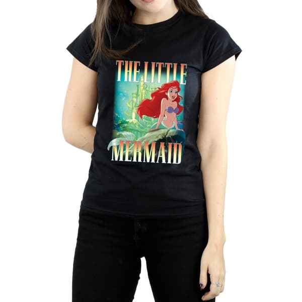 Disney Womens/Ladies The Little Mermaid Ariel Montage Cotton T-Shirt
