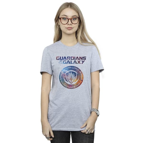 Marvel Dam/Tjej Guardians Of The Galaxy Stars Fill Logotyp Bomull Boyfriend T-shirt