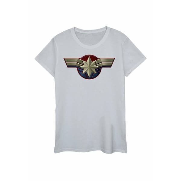 Marvel Dam/kvinn Captain Marvel - T-shirt i bomull med bröstemblem