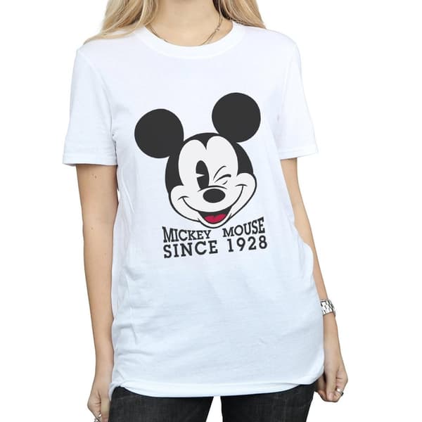 Disney Womens/Ladies Mickey Mouse Since 1928 Cotton Boyfriend T-Shirt