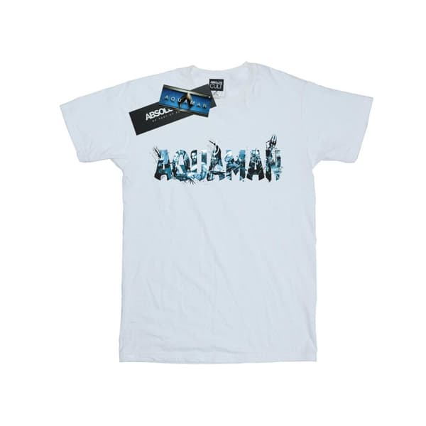 DC Comics Womens/Ladies Aquaman Text Logo Cotton Boyfriend T-Shirt