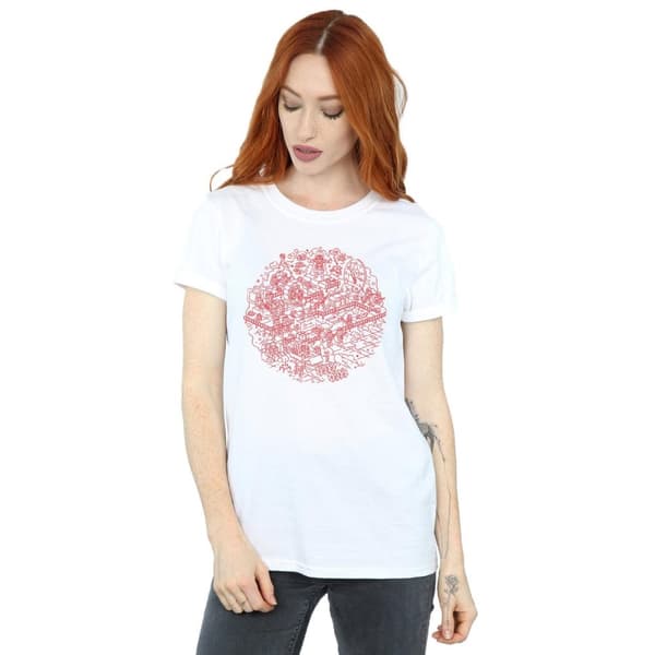 Star Wars Womens/Ladies Christmas Death Star Cotton Boyfriend T-Shirt
