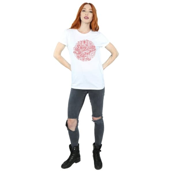 Star Wars Womens/Ladies Christmas Death Star Cotton Boyfriend T-Shirt