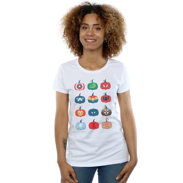 Marvel Womens/Ladies Avengers Pumpkin Icons Cotton T-Shirt