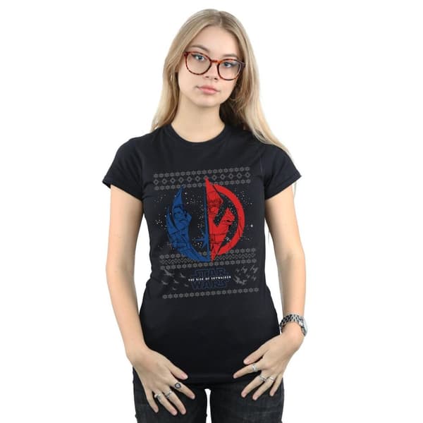 Star Wars Dam/Tjej - The Rise Of Skywalker Christmas Split Symbol - Bomulls-T-shirt