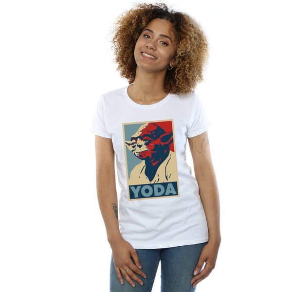 Star Wars T-shirt i bomull med Yoda-affisch för damer/damer