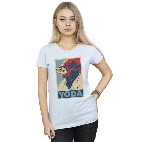 Star Wars T-shirt i bomull med Yoda-affisch för damer/damer
