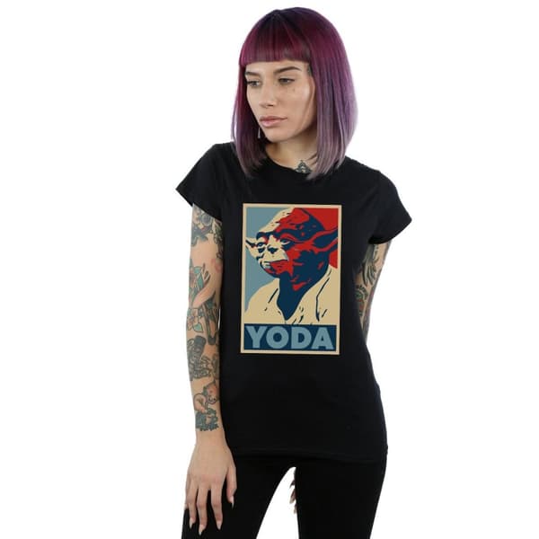 Star Wars T-shirt i bomull med Yoda-affisch för damer/damer