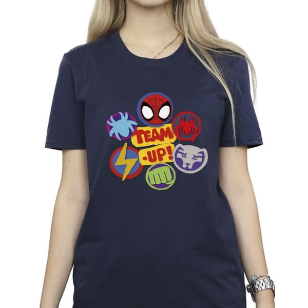 Marvel Dam/kvinnor Spidey And His Amazing Friends Team Up - pojkvänströja i bomull
