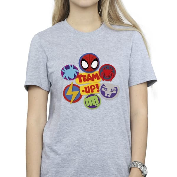 Marvel Dam/kvinnor Spidey And His Amazing Friends Team Up - pojkvänströja i bomull