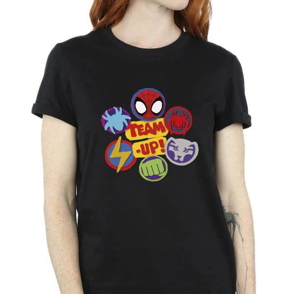 Marvel Womens/Ladies Spidey And His Amazing Friends Team Up Cotton Boyfriend T-Shirt