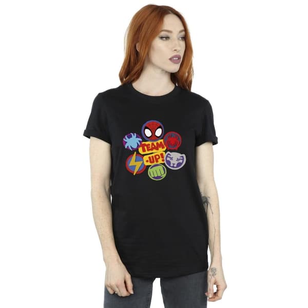 Marvel Womens/Ladies Spidey And His Amazing Friends Team Up Cotton Boyfriend T-Shirt