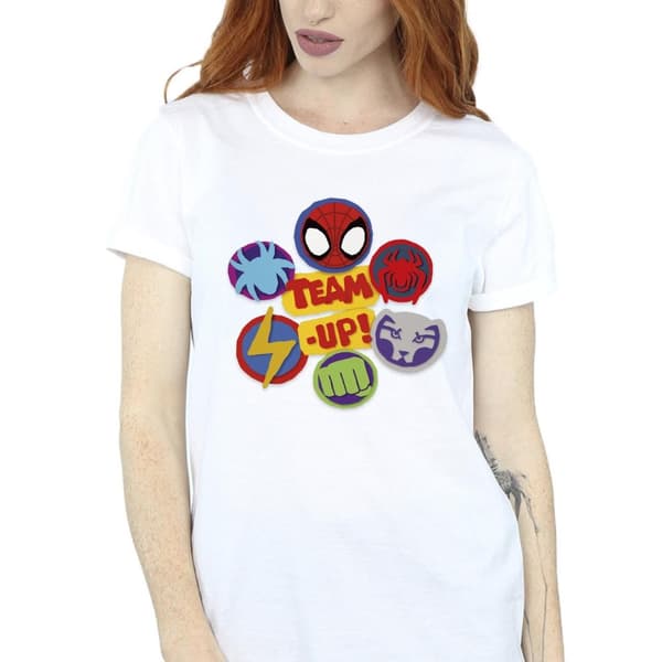Marvel Dam/kvinnor Spidey And His Amazing Friends Team Up - pojkvänströja i bomull