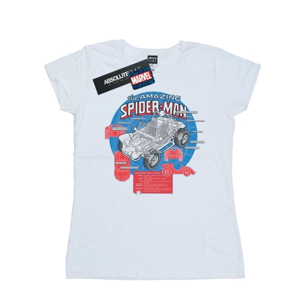 Marvel Womens/Ladies Spider-Man Spider-Buggy Breakdown Cotton T-Shirt White XL