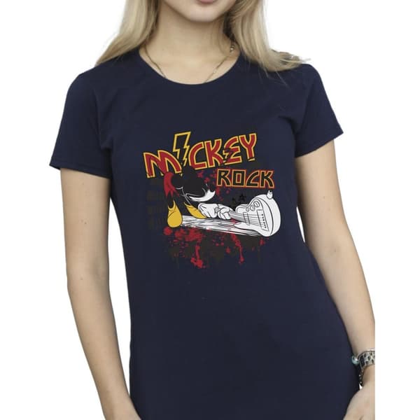 Disney Dam/Tjej Musse Pigg Smash Gitarr Rock Bomulls-T-shirt