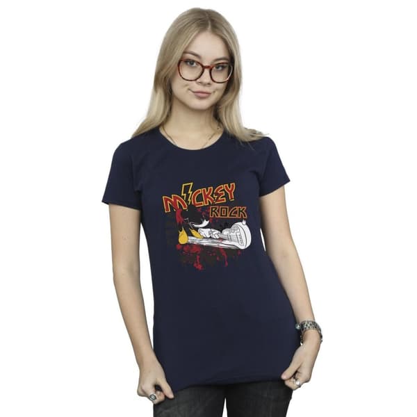Disney Dam/Tjej Musse Pigg Smash Gitarr Rock Bomulls-T-shirt