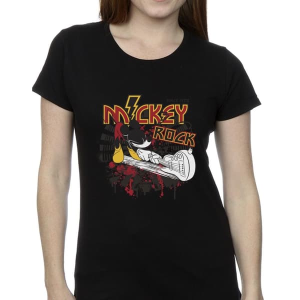 Disney Dam/Tjej Musse Pigg Smash Gitarr Rock Bomulls-T-shirt