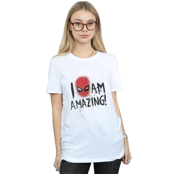 Marvel Womens/Ladies Spider-Man I Am Amazing Cotton Boyfriend T-Shirt