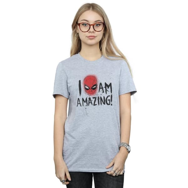 Marvel Womens/Ladies Spider-Man I Am Amazing Cotton Boyfriend T-Shirt