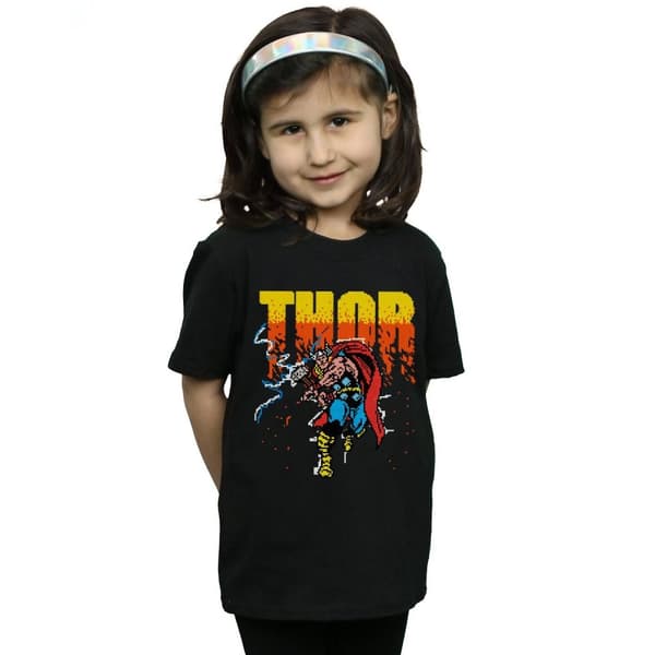 Marvel T-shirt i bomull med Thor-pixelmotiv för flickor
