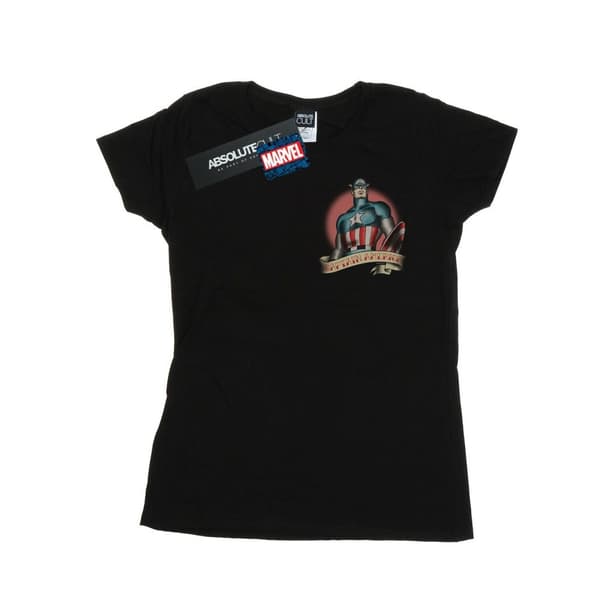 Marvel Womens/Ladies Captain America Tattoo Breast Print Cotton T-Shirt