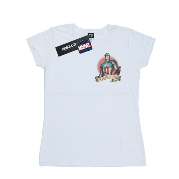 Marvel Womens/Ladies Captain America Tattoo Breast Print Cotton T-Shirt