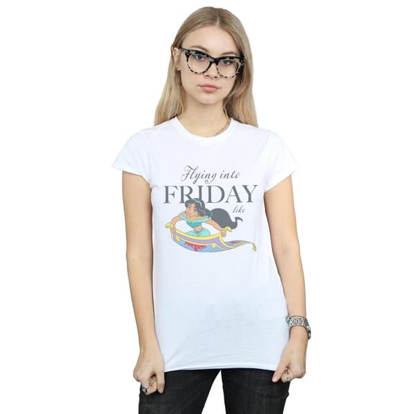 Disney Dam/kvinn Princess Jasmine Flying Into Friday Like T-shirt i bomull