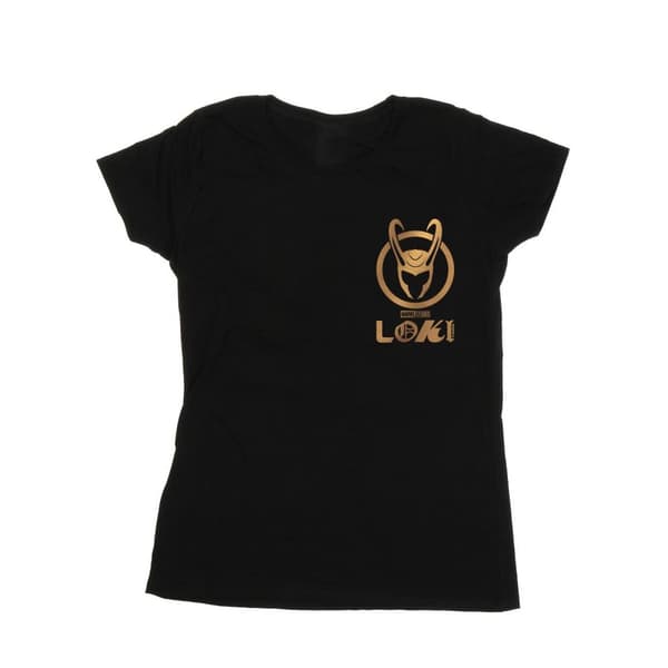 Marvel Womens/Ladies Loki Horn Logo Faux Pocket Cotton T-Shirt