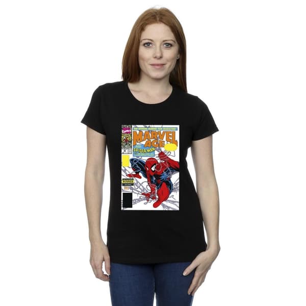 Marvel Dam/Tjej Spider-Man Marvel Age Comic Cover Bomulls-T-shirt