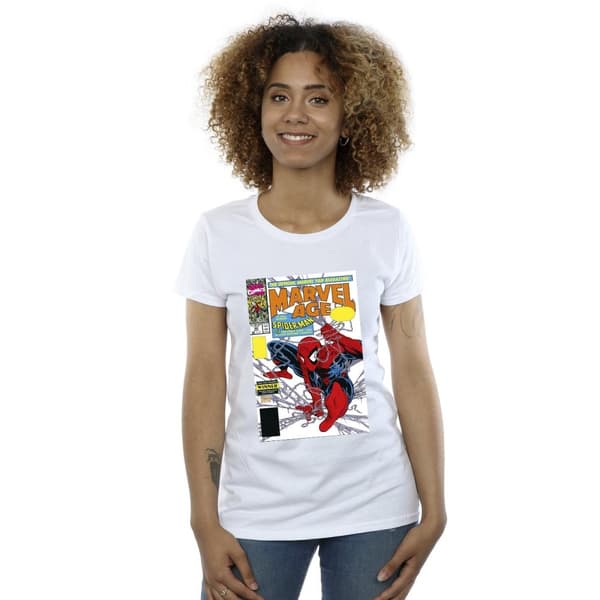 Marvel Dam/Tjej Spider-Man Marvel Age Comic Cover Bomulls-T-shirt