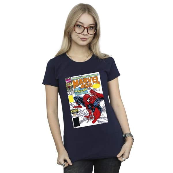 Marvel Dam/Tjej Spider-Man Marvel Age Comic Cover Bomulls-T-shirt
