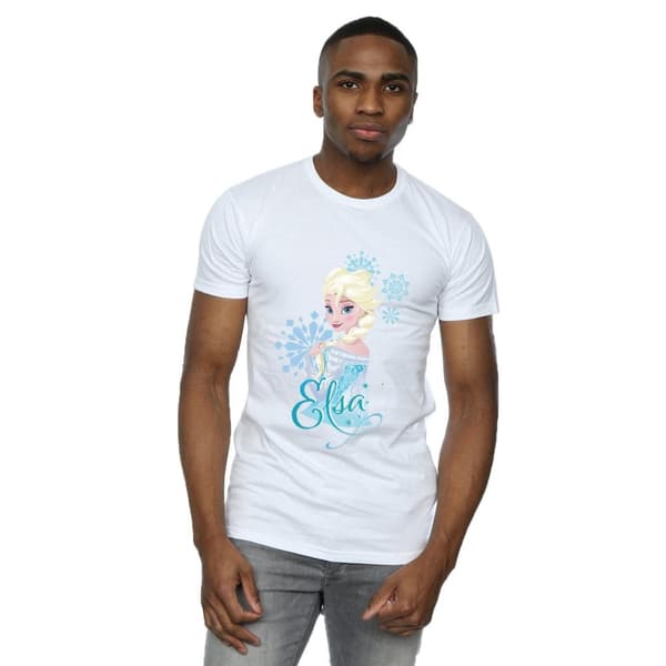 Disney Mens Frozen Elsa Snowflakes T-Shirt